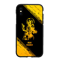 Чехол iPhone XS Max матовый Iron Maiden - gold gradient, цвет: 3D-черный