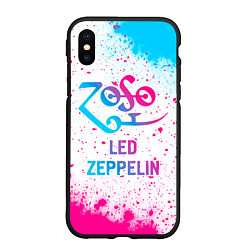 Чехол iPhone XS Max матовый Led Zeppelin neon gradient style, цвет: 3D-черный