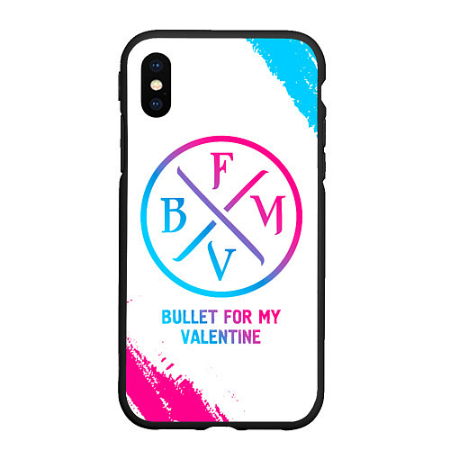 Чехол iPhone XS Max матовый Bullet For My Valentine neon gradient style / 3D-Черный – фото 1