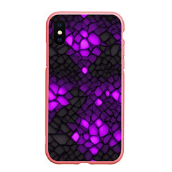 Чехол iPhone XS Max матовый Фиолетовый трескающийся камень