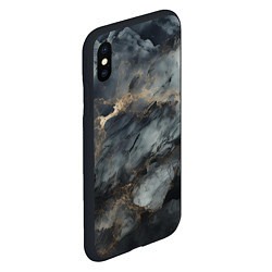 Чехол iPhone XS Max матовый Темно-серый мрамор, цвет: 3D-черный — фото 2