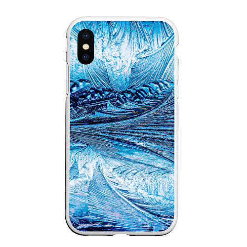 Чехол iPhone XS Max матовый Ледяной узор / 3D-Белый – фото 1