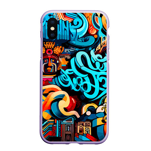 Чехол iPhone XS Max матовый Abstract graffiti - ai art / 3D-Светло-сиреневый – фото 1