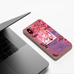 Чехол iPhone XS Max матовый Яэ Мико жрица, цвет: 3D-коричневый — фото 2