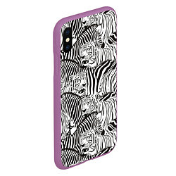 Чехол iPhone XS Max матовый Зебры и тигры, цвет: 3D-фиолетовый — фото 2
