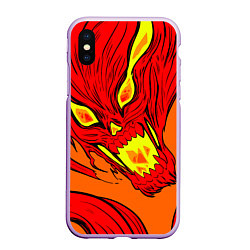 Чехол iPhone XS Max матовый Пламенный череп, цвет: 3D-сиреневый