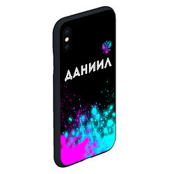 Чехол iPhone XS Max матовый Даниил и неоновый герб России посередине, цвет: 3D-черный — фото 2