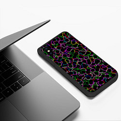 Чехол iPhone XS Max матовый Неоновые шарики, цвет: 3D-черный — фото 2