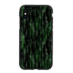 Чехол iPhone XS Max матовый Матричный паттерн, цвет: 3D-черный