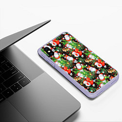 Чехол iPhone XS Max матовый Деды Морозы с подарками, цвет: 3D-светло-сиреневый — фото 2