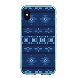 Чехол iPhone XS Max матовый Blue tribal geometric