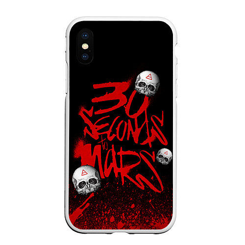 Чехол iPhone XS Max матовый Thirty seconds to mars skulls / 3D-Белый – фото 1