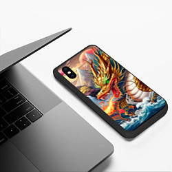 Чехол iPhone XS Max матовый Dragon tattoo - irezumi, цвет: 3D-черный — фото 2