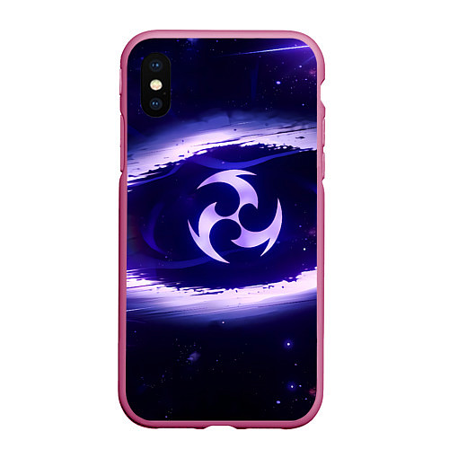 Чехол iPhone XS Max матовый Genshin Impact Raiden sign / 3D-Малиновый – фото 1