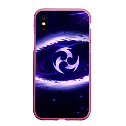 Чехол iPhone XS Max матовый Genshin Impact Raiden sign, цвет: 3D-малиновый