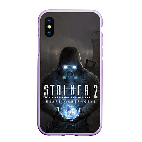 Чехол iPhone XS Max матовый STALKER 2 одиночка с артефактом / 3D-Сиреневый – фото 1