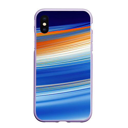 Чехол iPhone XS Max матовый Оранжевые и синий градиент / 3D-Светло-сиреневый – фото 1