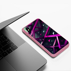 Чехол iPhone XS Max матовый Фиолетовая абстрактная конструкция, цвет: 3D-малиновый — фото 2