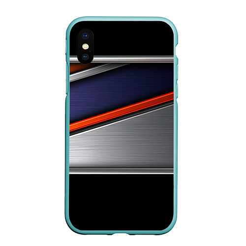 Чехол iPhone XS Max матовый Blue black red / 3D-Мятный – фото 1