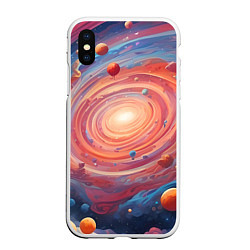 Чехол iPhone XS Max матовый Галактика в спирали, цвет: 3D-белый
