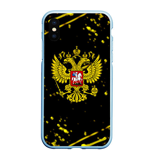 Чехол iPhone XS Max матовый Россия империя герб рф / 3D-Голубой – фото 1