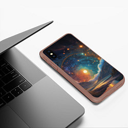 Чехол iPhone XS Max матовый Абстрактный фантастический пейзаж, цвет: 3D-коричневый — фото 2