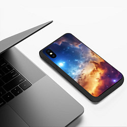 Чехол iPhone XS Max матовый Оранжевая небула космос, цвет: 3D-черный — фото 2