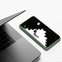 Чехол iPhone XS Max матовый Космический пазл, цвет: 3D-темно-зеленый — фото 2