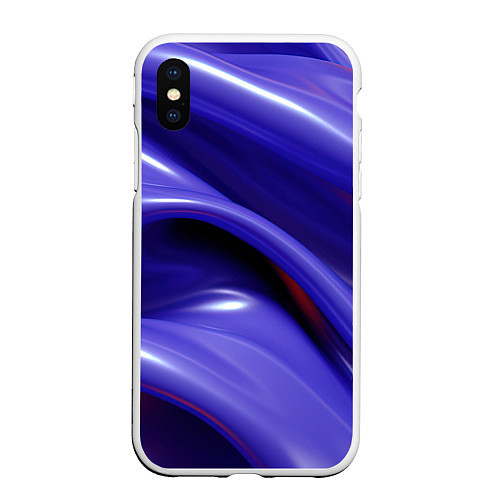 Чехол iPhone XS Max матовый Фиолетовые абстрактные волны / 3D-Белый – фото 1