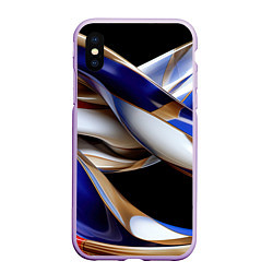 Чехол iPhone XS Max матовый Синие и белые волны абстракт