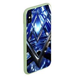 Чехол iPhone XS Max матовый Синяя и черная конструкция абстракция, цвет: 3D-салатовый — фото 2