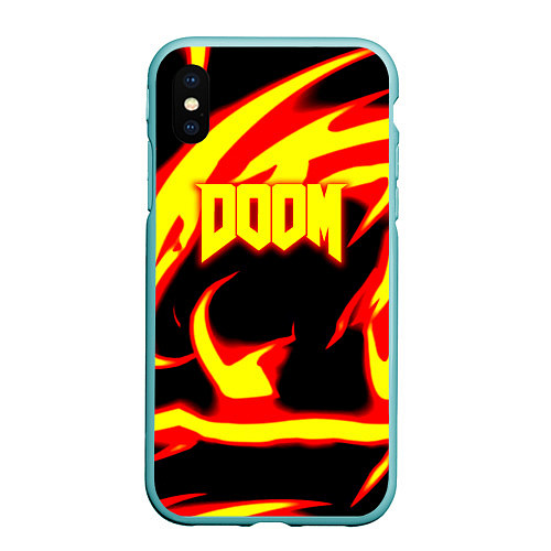 Чехол iPhone XS Max матовый Doom eternal fire storm / 3D-Мятный – фото 1