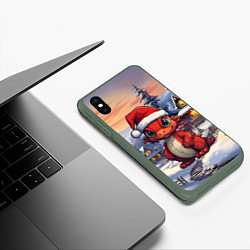 Чехол iPhone XS Max матовый Дракоша 2024 новогодний символ года, цвет: 3D-темно-зеленый — фото 2