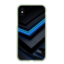 Чехол iPhone XS Max матовый Голубая абстракция, цвет: 3D-салатовый