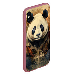 Чехол iPhone XS Max матовый Панда арт-портрет, цвет: 3D-малиновый — фото 2