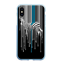 Чехол iPhone XS Max матовый Штрихкод зебра, цвет: 3D-голубой