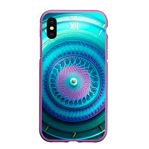 Чехол iPhone XS Max матовый Фрактальная абстракция 3 / 3D-Фиолетовый – фото 1