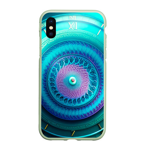 Чехол iPhone XS Max матовый Фрактальная абстракция 3 / 3D-Салатовый – фото 1