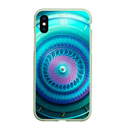 Чехол iPhone XS Max матовый Фрактальная абстракция 3, цвет: 3D-салатовый