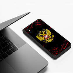 Чехол iPhone XS Max матовый Краски Россия герб, цвет: 3D-черный — фото 2