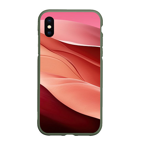 Чехол iPhone XS Max матовый Нежная персиковая абстракция / 3D-Темно-зеленый – фото 1