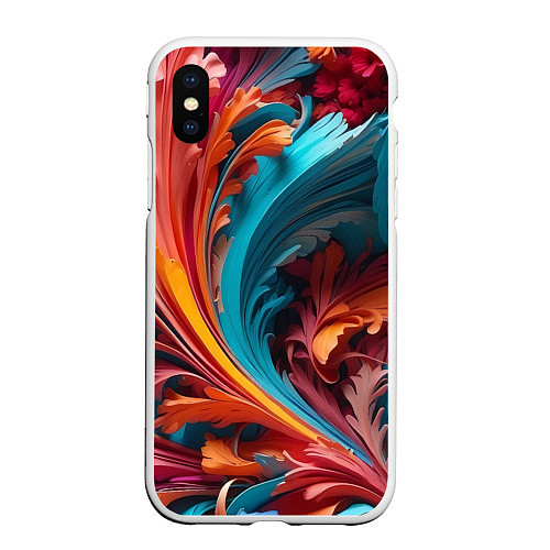 Чехол iPhone XS Max матовый Красивый яркий узорчик / 3D-Белый – фото 1