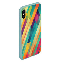 Чехол iPhone XS Max матовый Цветные диагональные полосы, цвет: 3D-мятный — фото 2