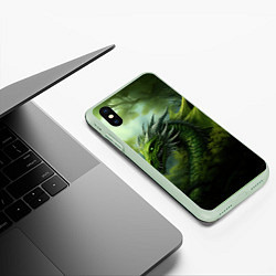 Чехол iPhone XS Max матовый Зеленый фэнтази дракон 2024, цвет: 3D-салатовый — фото 2