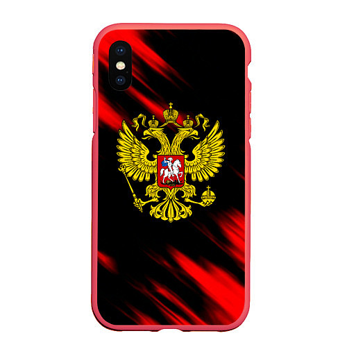 Чехол iPhone XS Max матовый Герб РФ патриотический краски / 3D-Красный – фото 1