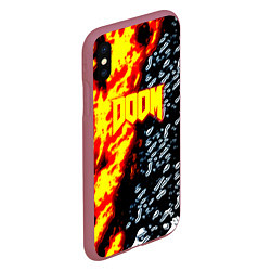 Чехол iPhone XS Max матовый Doom огненное лого, цвет: 3D-малиновый — фото 2