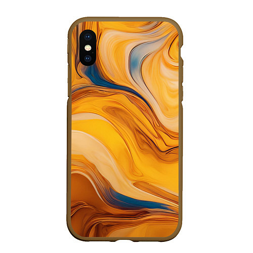 Чехол iPhone XS Max матовый Жидкая золотая текстура - нейросеть / 3D-Коричневый – фото 1