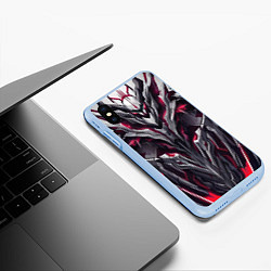 Чехол iPhone XS Max матовый Адская киберпанк броня красная, цвет: 3D-голубой — фото 2
