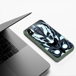 Чехол iPhone XS Max матовый Белая кибер броня, цвет: 3D-темно-зеленый — фото 2