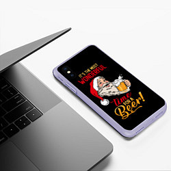 Чехол iPhone XS Max матовый It is the wonderful time for beer, цвет: 3D-светло-сиреневый — фото 2